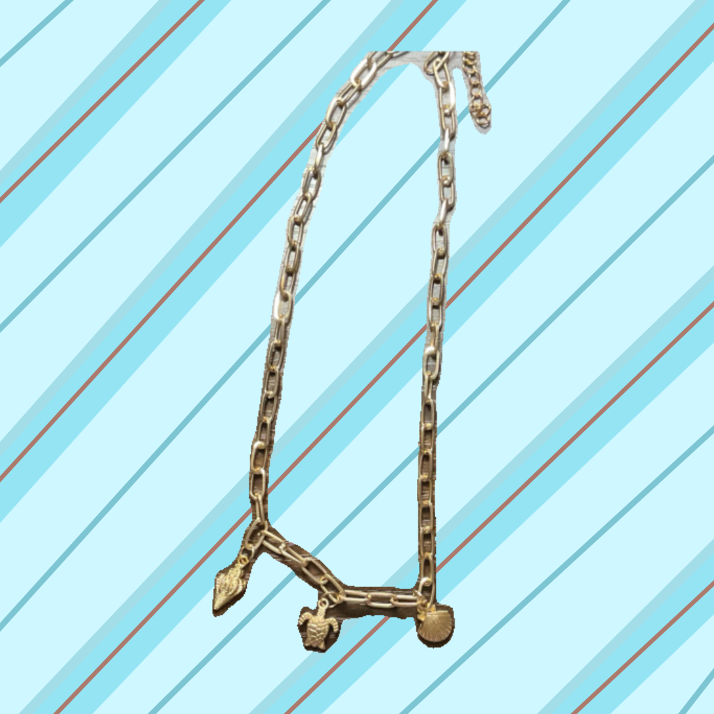 gold-tone sea charms paperclip necklace🌊