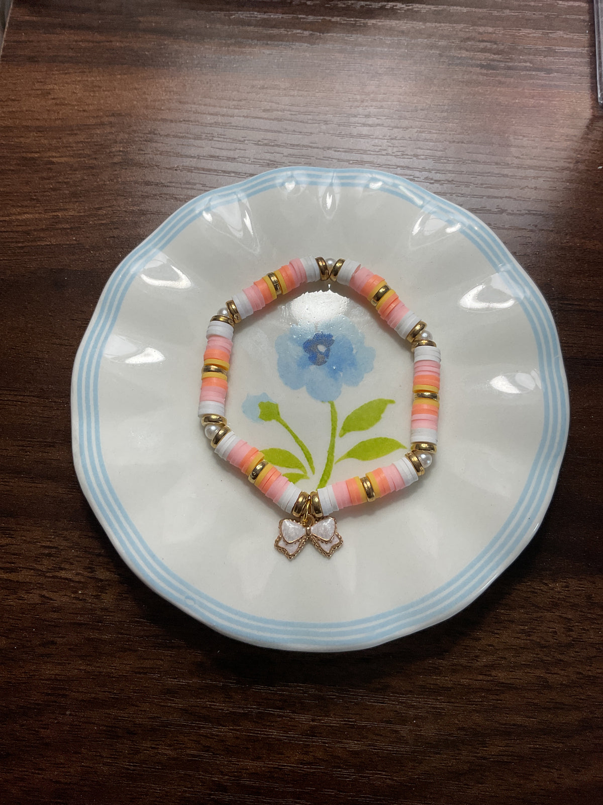 ✨🎀bow charm clay head bracelet🎀✨