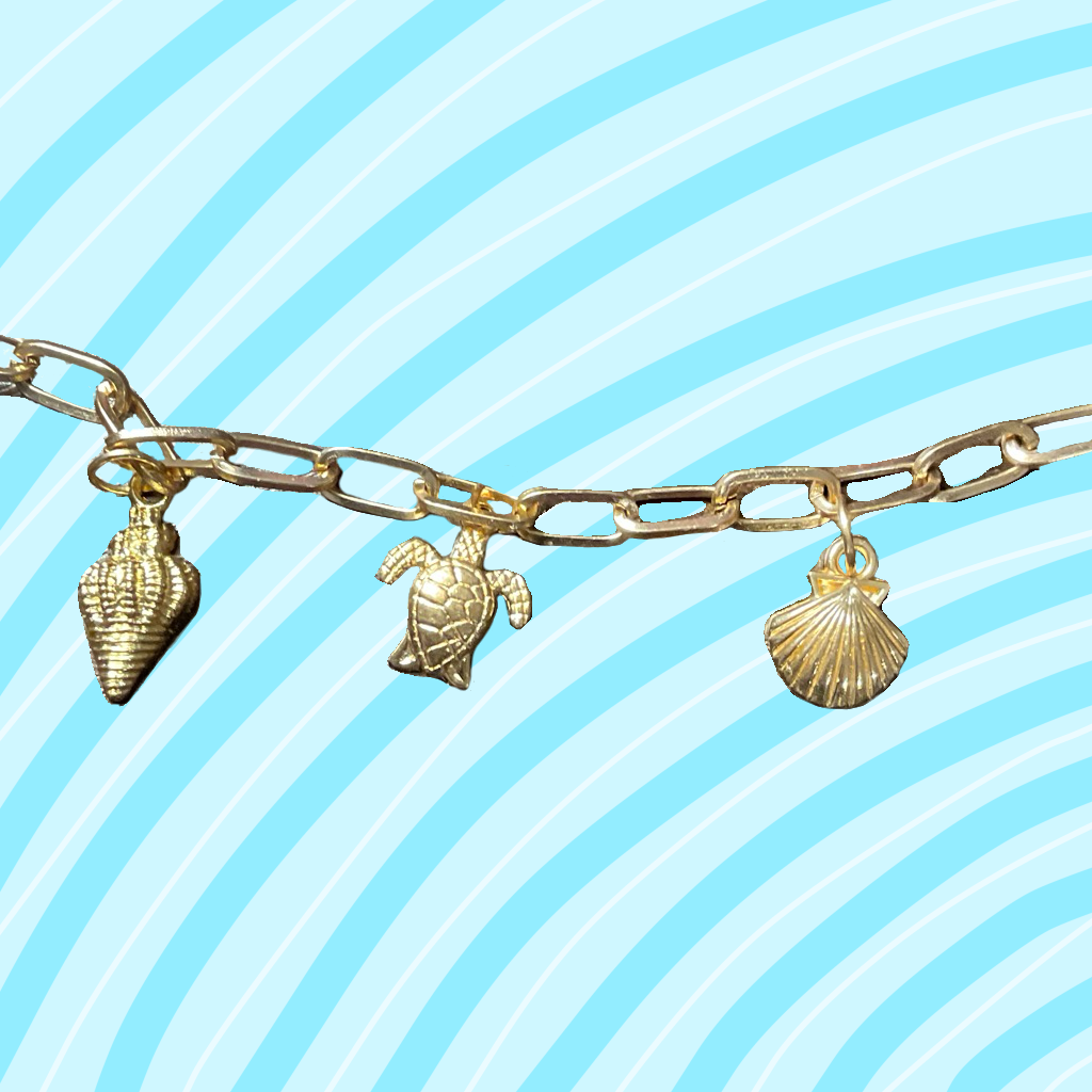 gold-tone sea charms paperclip necklace🌊