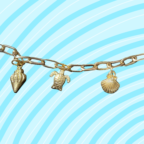 gold-tone sea charms paperclip necklace🌊